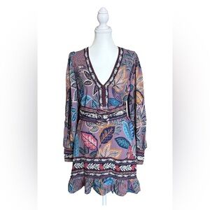 Farm Rio Printed Long Sleeve Mini Dress – Size M – NWT